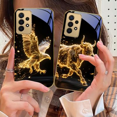 Totem Dragon Doré Pour Samsung A 01 52S A04 A05S A10 A12 13 22 23 24 36 42 M02 Note 10 20Ultra 8 9 Coque de téléphone en verre doré