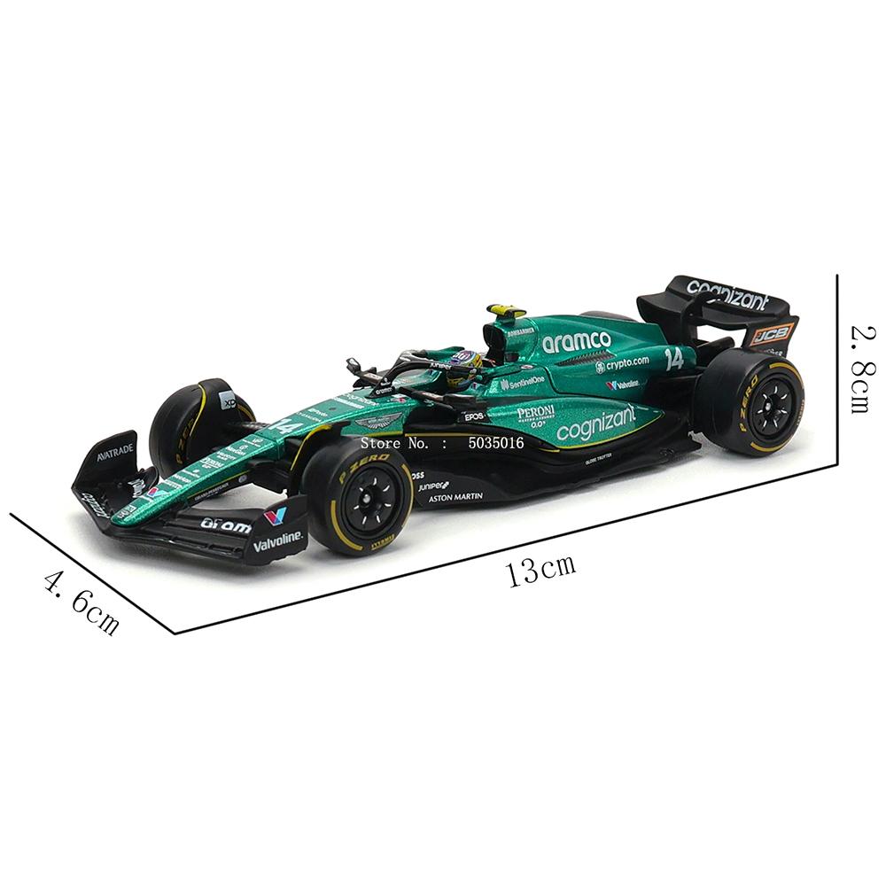 Bburago 1:43 2023 F1 Aston Martin 14# Fernando Alonso 18# Lance Strulovitch Alloy Luxury Die Casting Car Model Toy Series