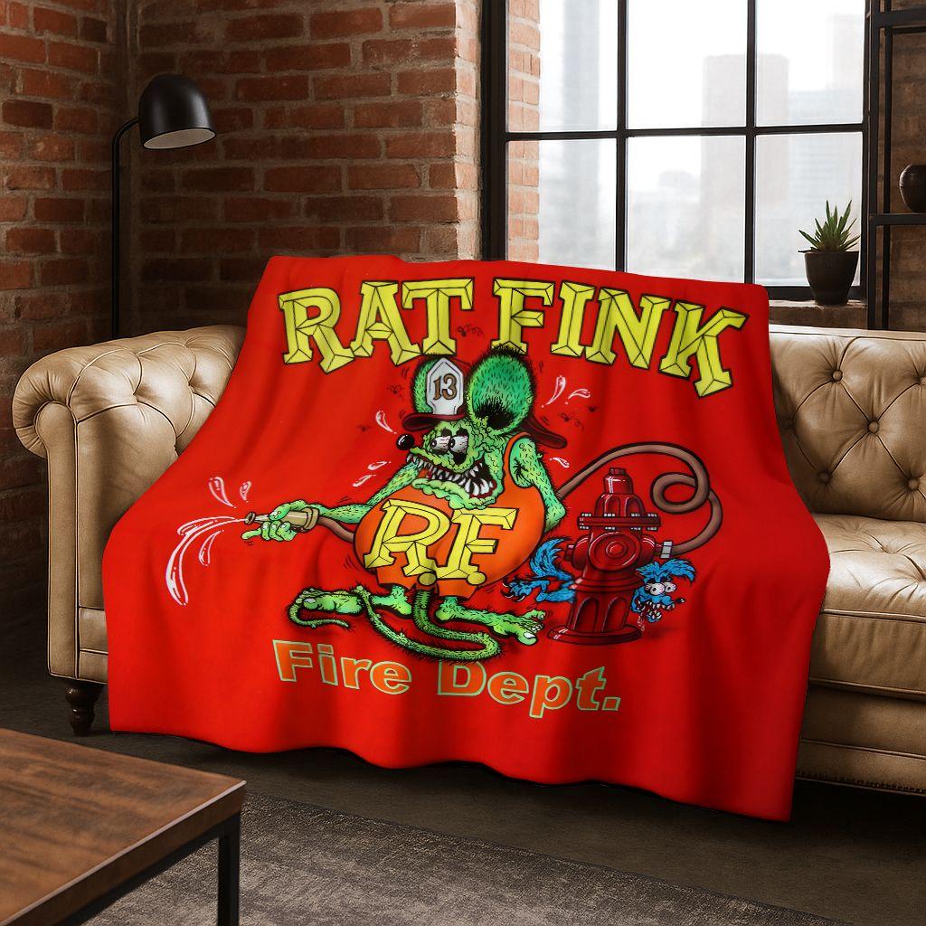 3D Buntowniczy RAT FINK Samochody Znak Kreskówkowy Koc Flanelowy, Ciepły i Przytulny Miękki Koc Rzutowy do Domu Sypialni Łóżka Sofy Pokrycie Piknikowe