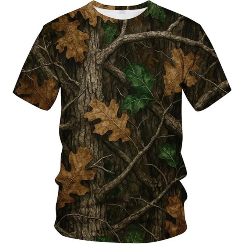Fashion Men's Crew Neck Short Sleeve 3D Branch Color Printing Tree Branch Short Sleeve Crew Neck T-Shirt
