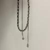 Korea personalized design cross leather winding necklace metal cold wind collarbone chain necklace