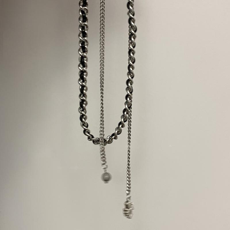 Korea personalized design cross leather winding necklace metal cold wind collarbone chain necklace