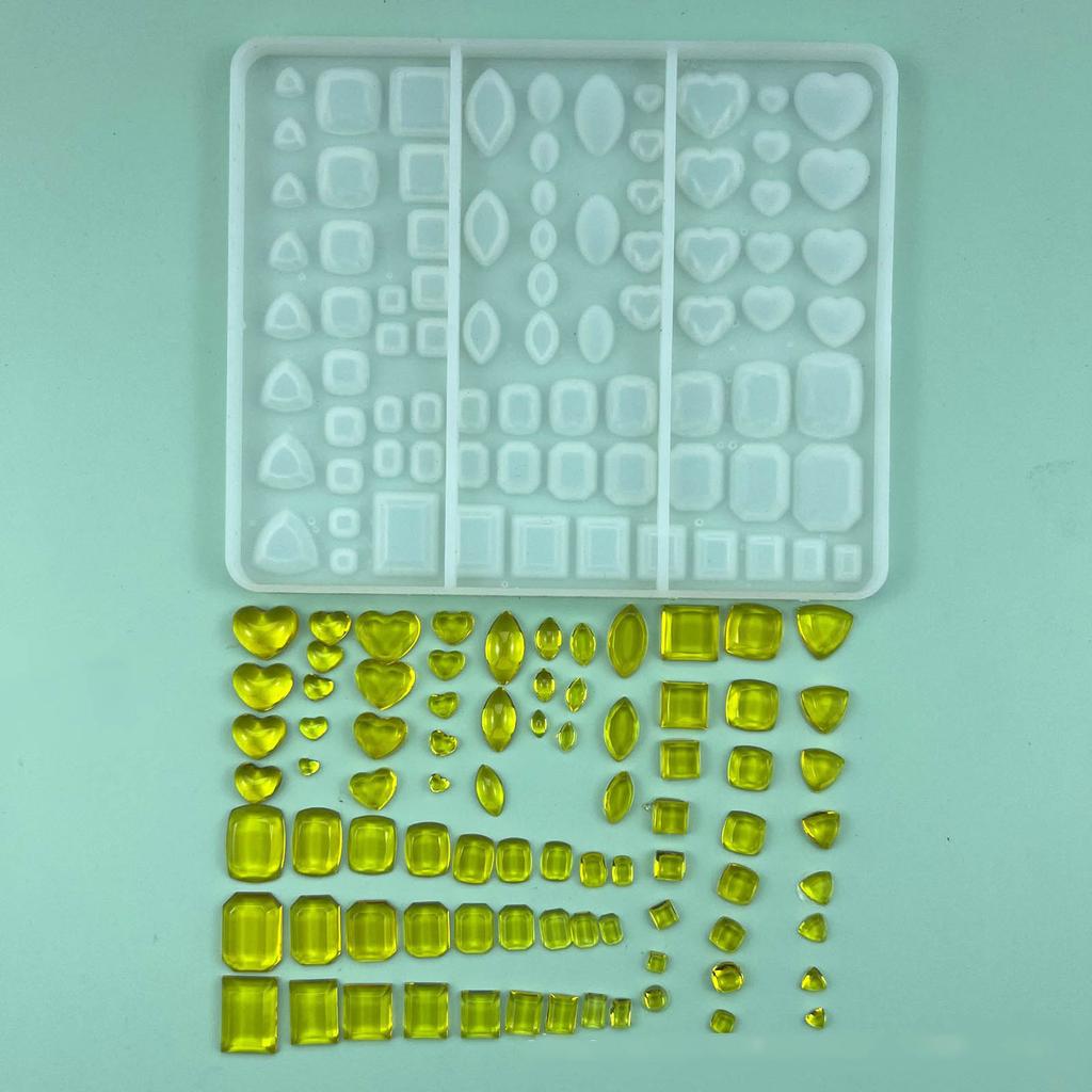 Assorted Diamond Shape Epoxy Mould Heart Square Crystal Pendant Resin Mould Ice Cubes Silicone Mold DIY-Jewelry Tool