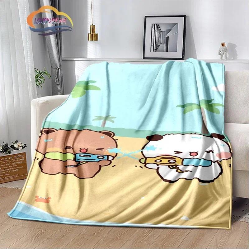 Cartoon Print Bear and Pa Blanket Cute Bubu  Dudu Series  Kids Warm Flannel Soft Comfortable Home Bed