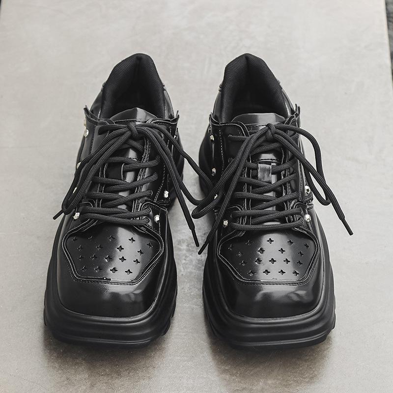 

Модная мужская обувь, летняя, дышащая, на шнуровке, повседневная, универсальная, нишевая, спортивная обувь, модная обувь знаменитостей из Интернета 3322-J 38 чёрный