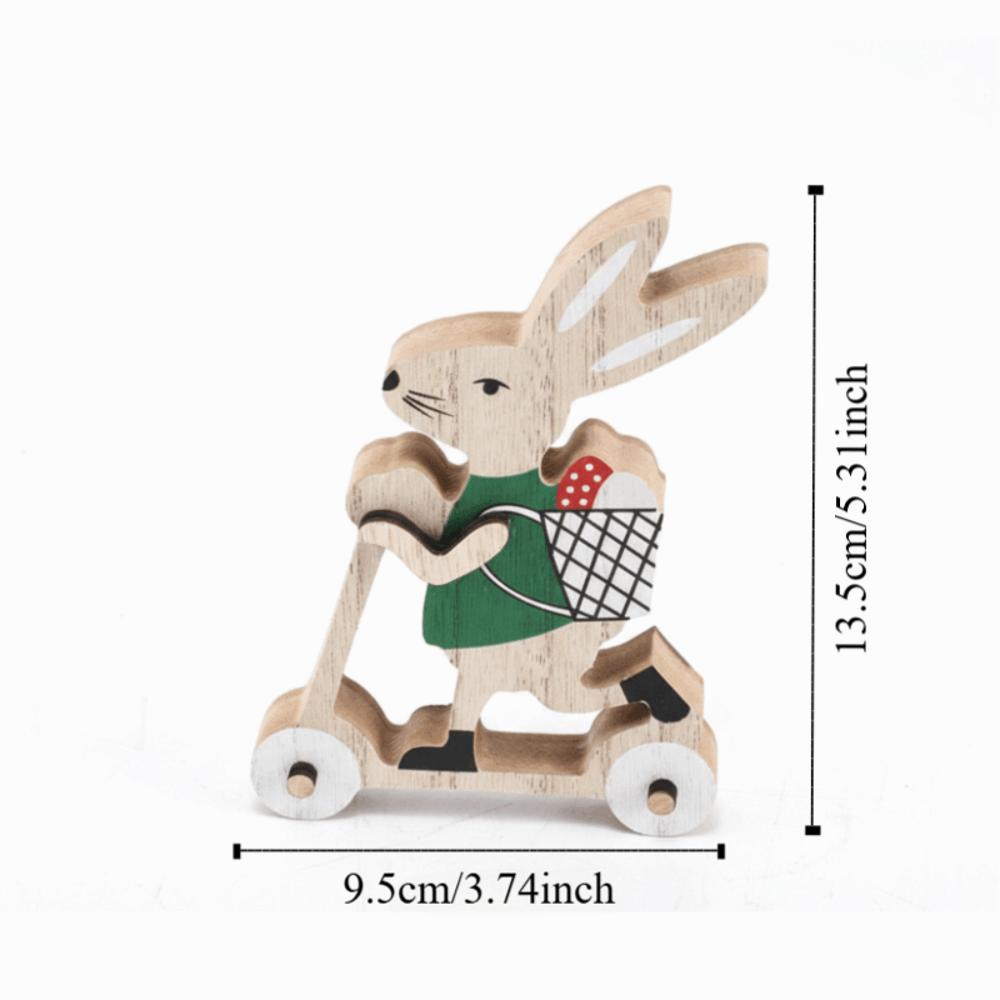 Wooden Material Easter Decoration Long-Eared Rabbit Cartoon Design Desk Decor DIY Crafts Wooden Rabbit Party Decorations
