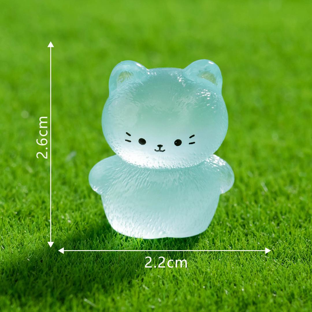 

Микропейзаж, мультяшный милый котенок, светящийся в темноте, украшение для животных, декоративные аксессуары для рабочего стола, украшение из смолы для автомобиля luminous kitten10pcs синий