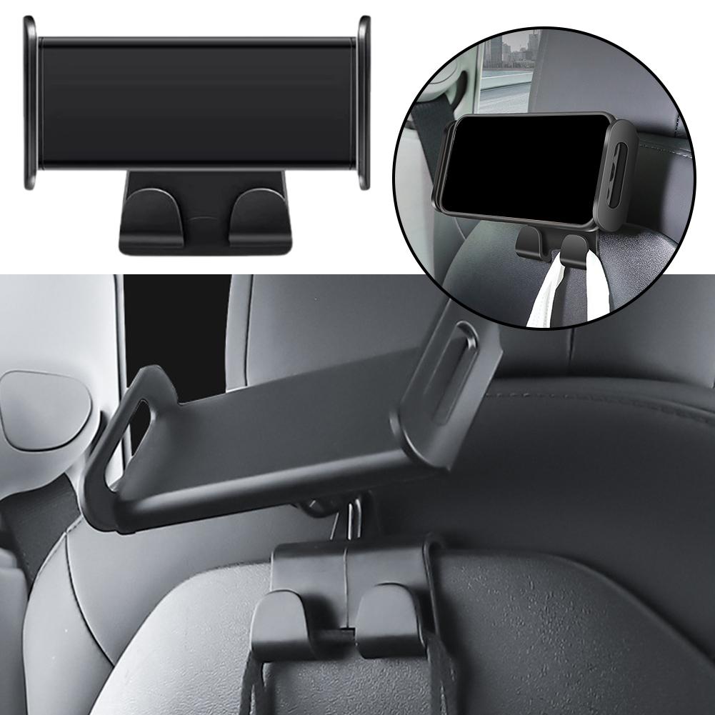 Headrest Hook For Car Seat Back With Clip Tablet Holder Phone Stand for Tesla Y 2026 For Purses Handbag Grocery Bag Z0L1
