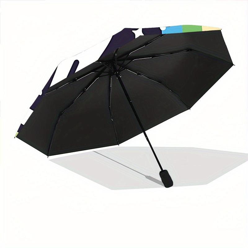 1pc Rainbow Cat Automatic Folding Umbrella Portable Collapsible Design, 8-Rib Iron Frame, Durable Fabric, All-Season Casual Outdoor 175