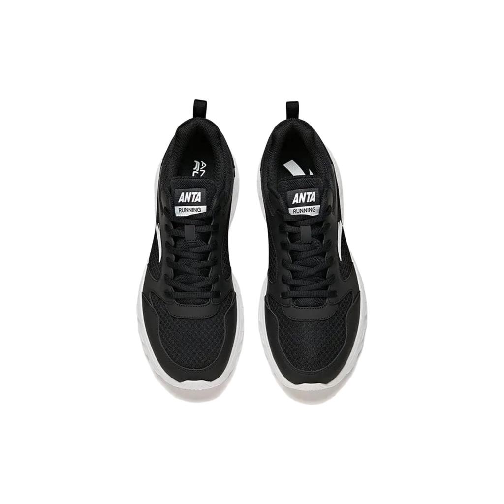 Anta Sky Textile, Leather Cushioning Slip Resistant Low Top Running Shoes Men's Black White 912525502F-6