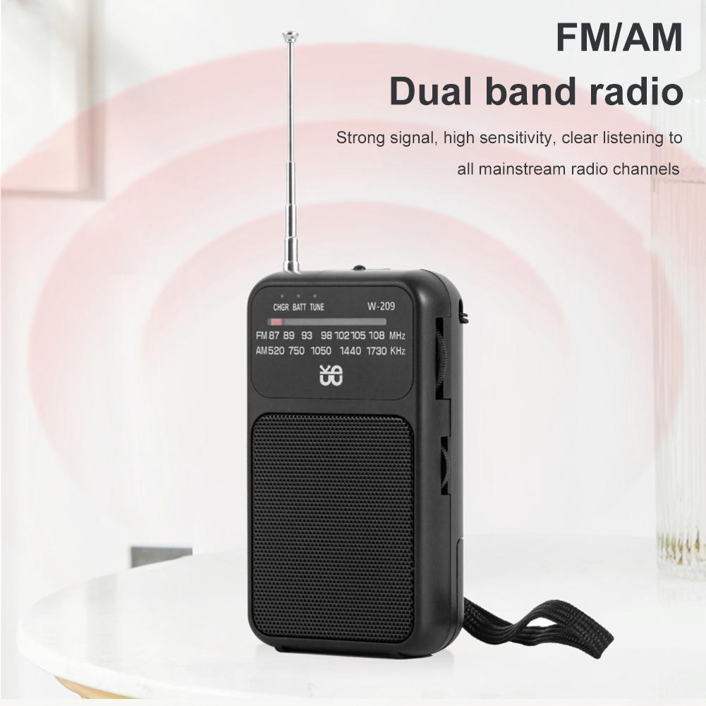 Portable Pocket AM FM Radio Built-in Speaker 2 Band Stereo Radio with 3.5mm Headphone Jack Pointer Radio for Senior Home Walking