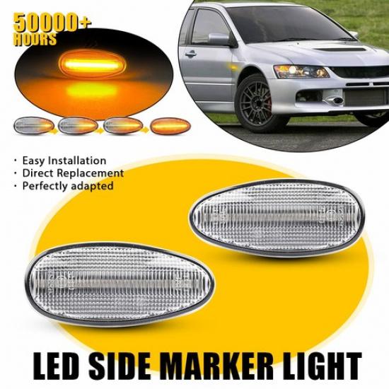 Dynamic Clear LED Side Marker Turn Signal Light For 03-06 Mitsubishi Outlander A