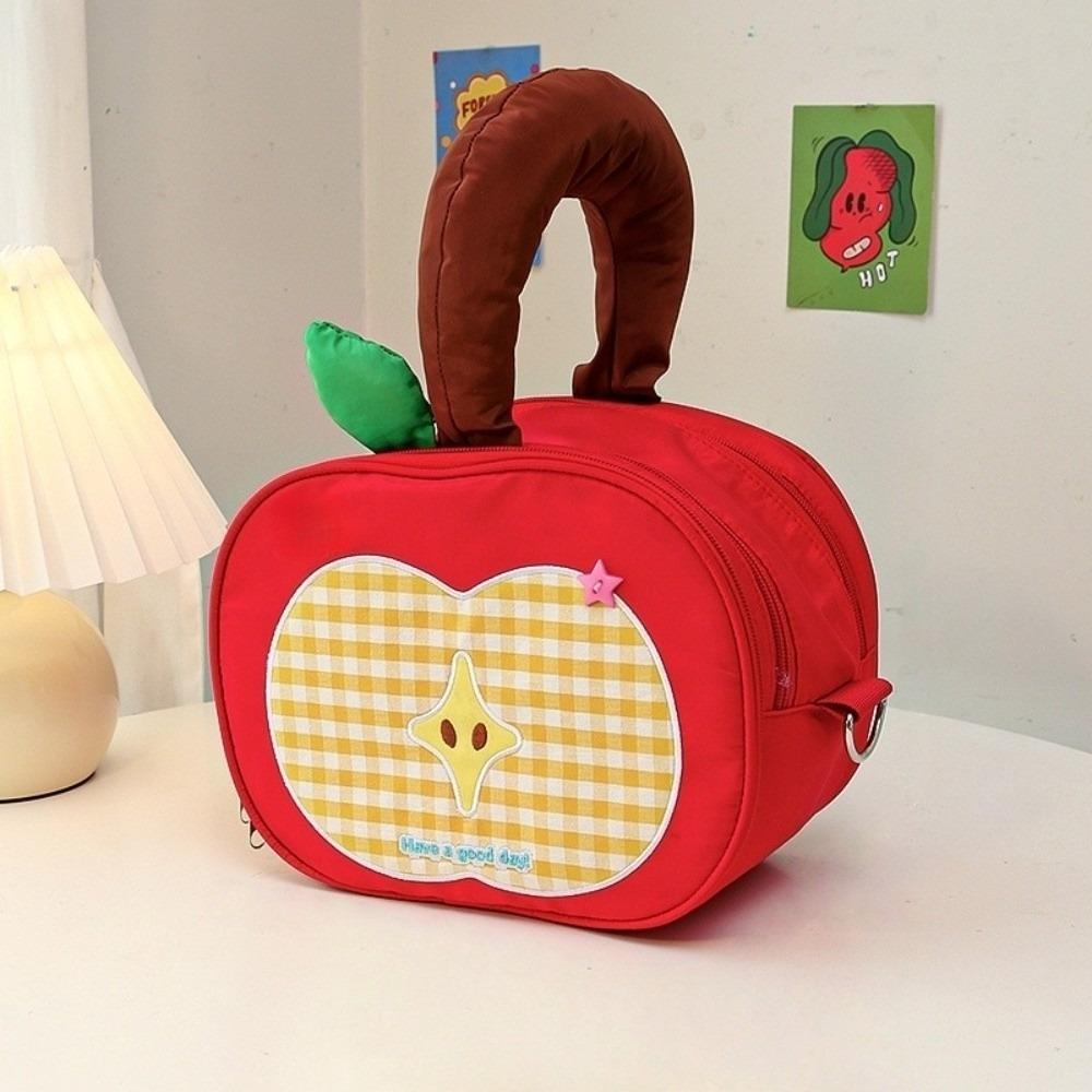Handle Fruit Plaid Makeup Bag Storage Travel Cosmetic Container  Data Cable Storage