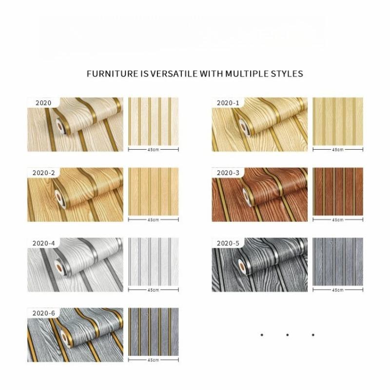 45cm*10m Samoprzylepne PVC Wodoodporne Obieranie i Przyklejanie Panele Paskowane 3D Tapeta z Wzorem Drewna Akcentowe Ściany Mebli i Dekoracja do Remontu Domu