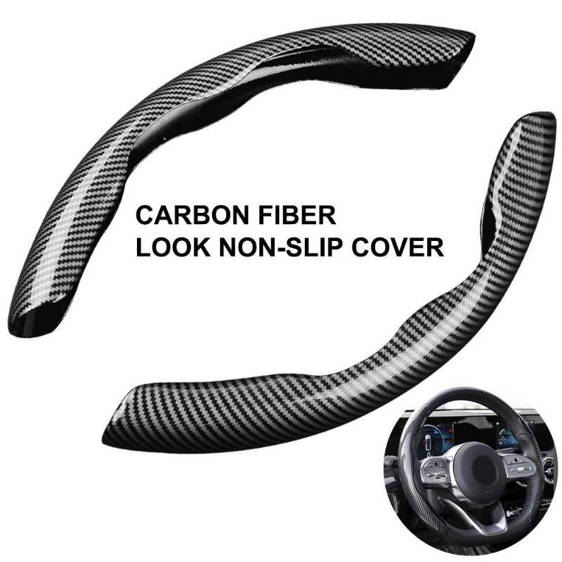 1 par de protector para volante de coche de fibra de carbono, cubierta protectora ultrafina para tarjeta deportiva antideslizante, cubierta protectora con mango de verano tipo D