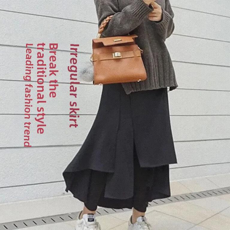 Dámské evropské a americké stylové nepravidelné vícevrstvé kalhotové sukně - Trendy, Niche design