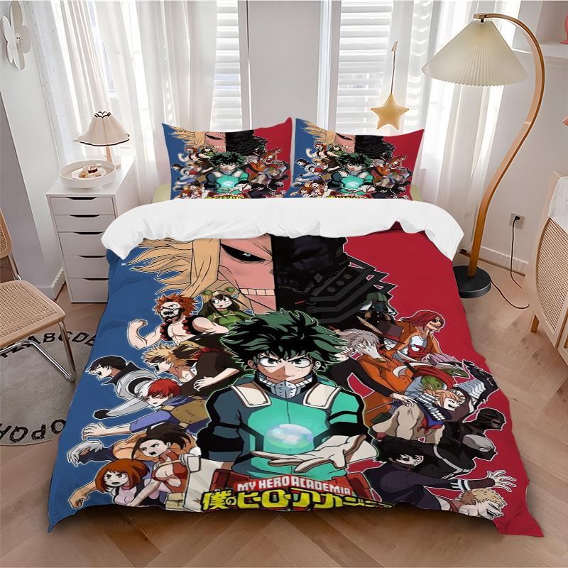 My Hero Academia Characters Bedding Set Comforter Cover Gift for Bedroom,Includes 1 Cover and 2 Pillowcases, No InsertB304
