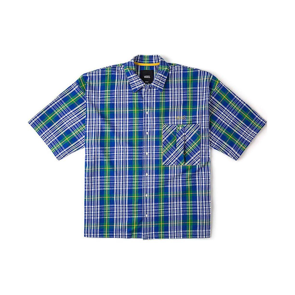 Vans Tokyo Design Collective Plaid Casual Comfortable Short Sleeve Shirt Unisex Shirts Blue-Plaid VN000H2RCYG M