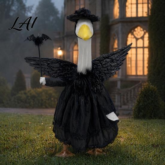 Outdoor Halloween Decorations 1 Set Porch Goose Outfit Ghost Costume with Light-up Lantern Spooky Clothes Pumpkin Apparel for 23 Inch Statue
