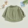 Baumwolle Casual Kinder Kinder Shirts Kleinkind Baby Mädchen Jungen Sommer Tops Kurzarm Revers Kragen Einfarbig Button Down Shirts