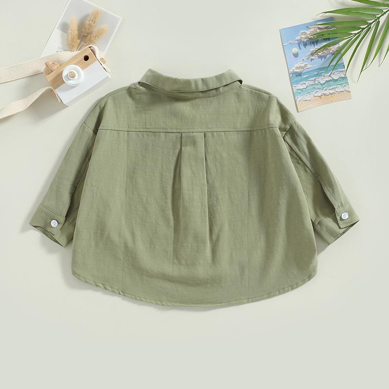 Baumwolle Casual Kinder Kinder Shirts Kleinkind Baby Mädchen Jungen Sommer Tops Kurzarm Revers Kragen Einfarbig Button Down Shirts