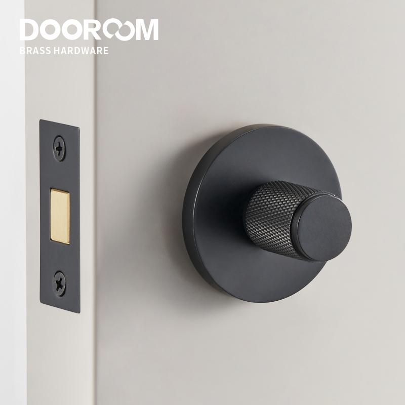Dooroom Mässing Räfflad Dold Dörrlås Set Vardagsrum Badrum Osynlig Tumvridning Matt Svart Borstad Mässing Öppna Vid Nödfall