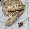 Leder Mary Jane Schuhe Damen Sommer Neu Klettverschluss Ballerinas Casual Vielseitig Flachsohlig Mode Einzelne Schuhe Trend