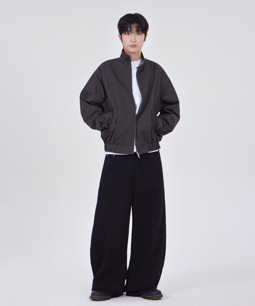 GLW Curved Cut Wide Cotton Pants Black