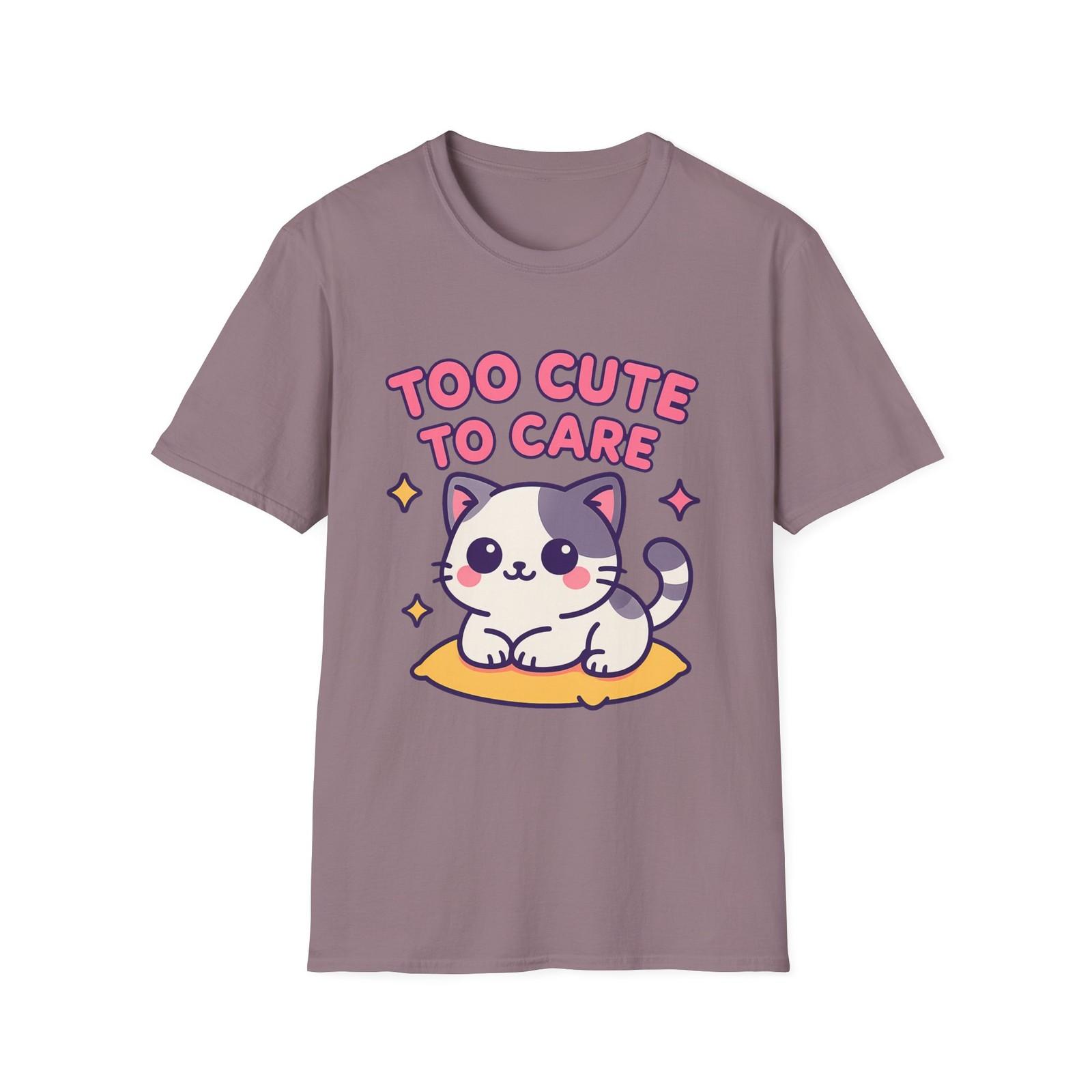 Unisex Softstyle T-Shirt Mens Womens Tees Top Scottish Fold Kitten Funny Too Cute to Care Diva Cat L