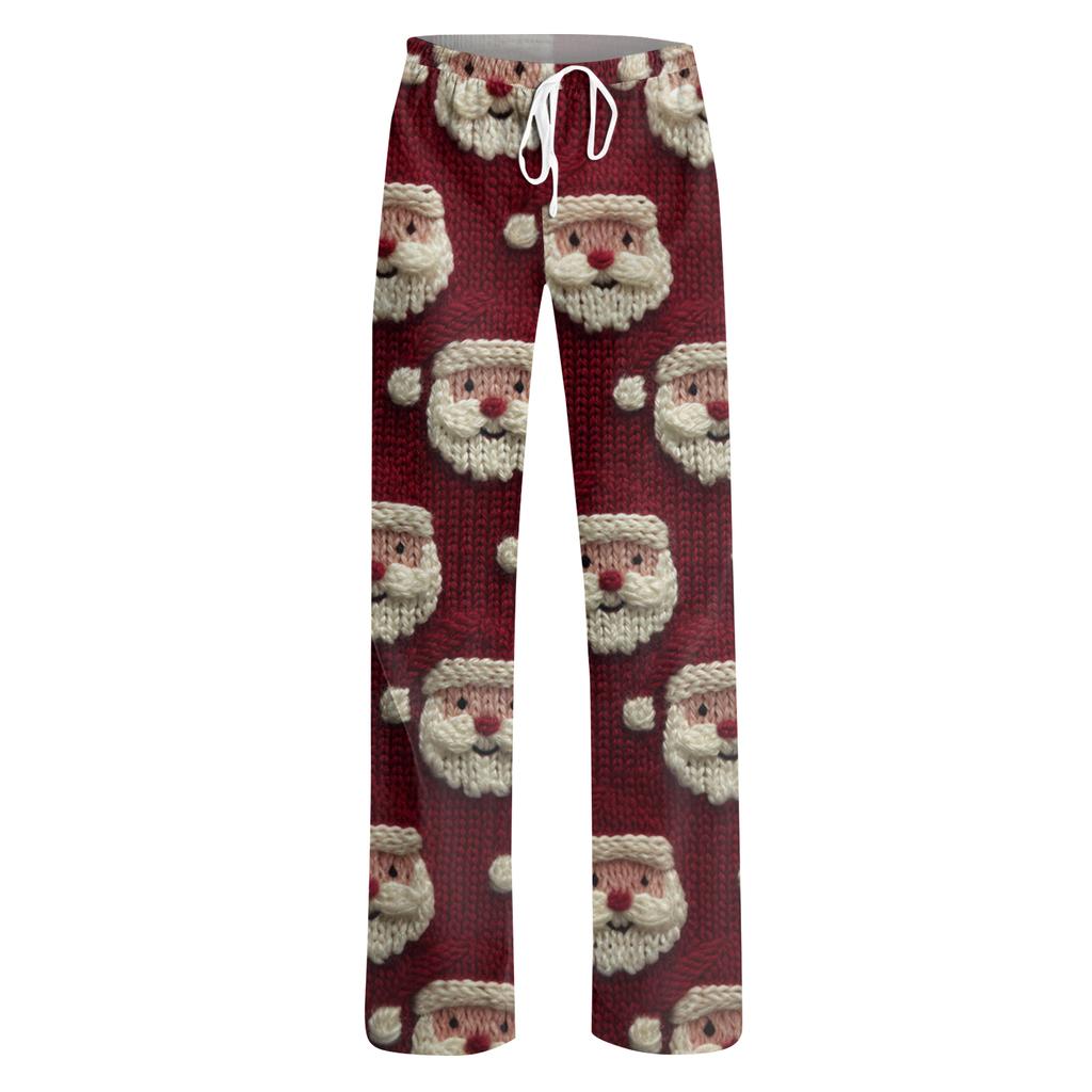 Women's Drawstring Christmas Printed Casual Pants