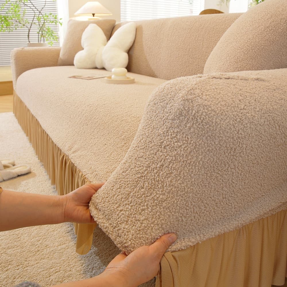

Plush Anti Slip Jacquard Soft Skirt Edge Lounge Chair Sofa Cushion Cover - Luxurious Pet Proof Breathable Living Room and Office 1-seater（90-140cm) хаки