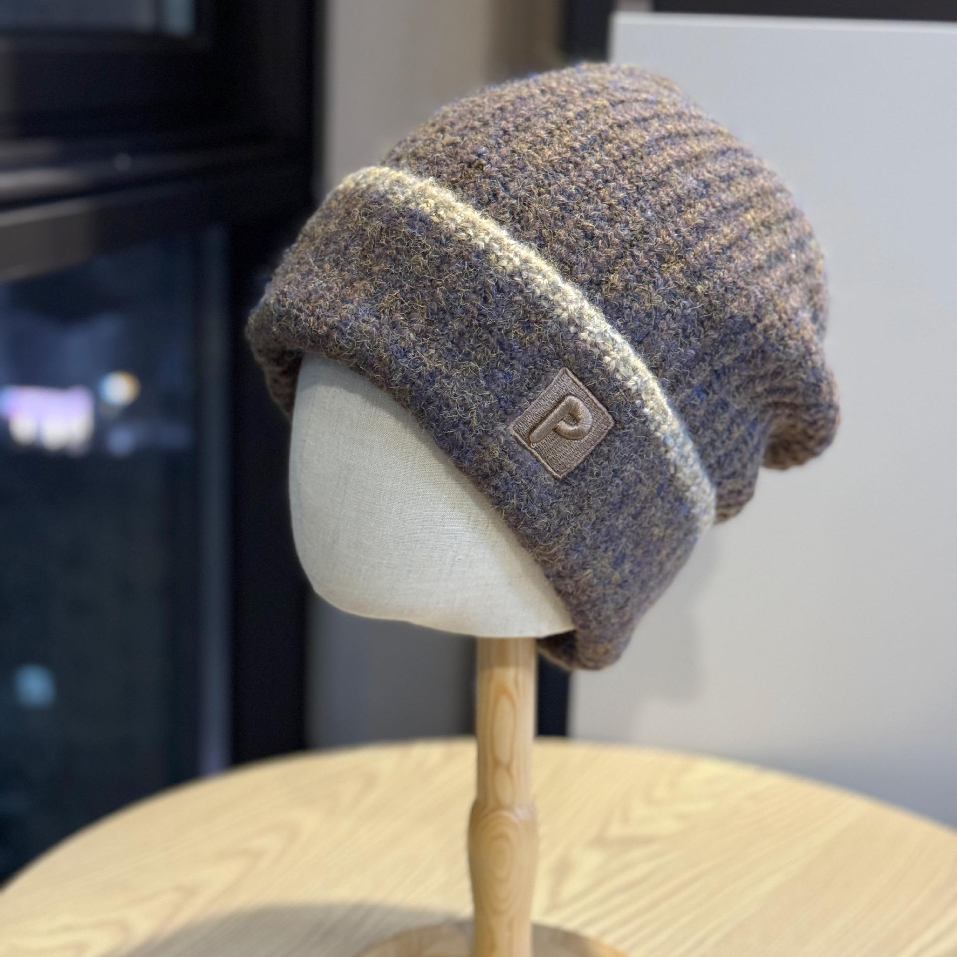 

Japanese Embroidered Letters Knitted Pile Hat for Women Autumn and Winter Warm Hat Ear Protection Cold Woolen Hat for Women one size