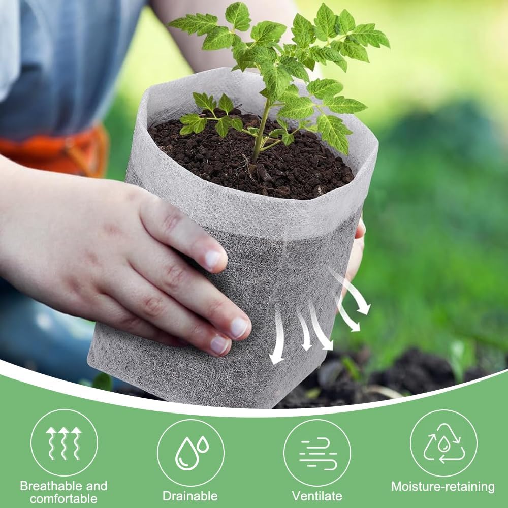 Degradable Plant Grow Bag Seed Nursery Bags Non-Woven Pouch Flower Fruit Vegetable Sapling Seedling Bags Pots Gardening Tools