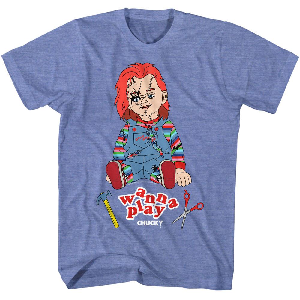 Childs Play Chucky Doll Hammer Scissors Wanna Play Men T Shirt XXXL