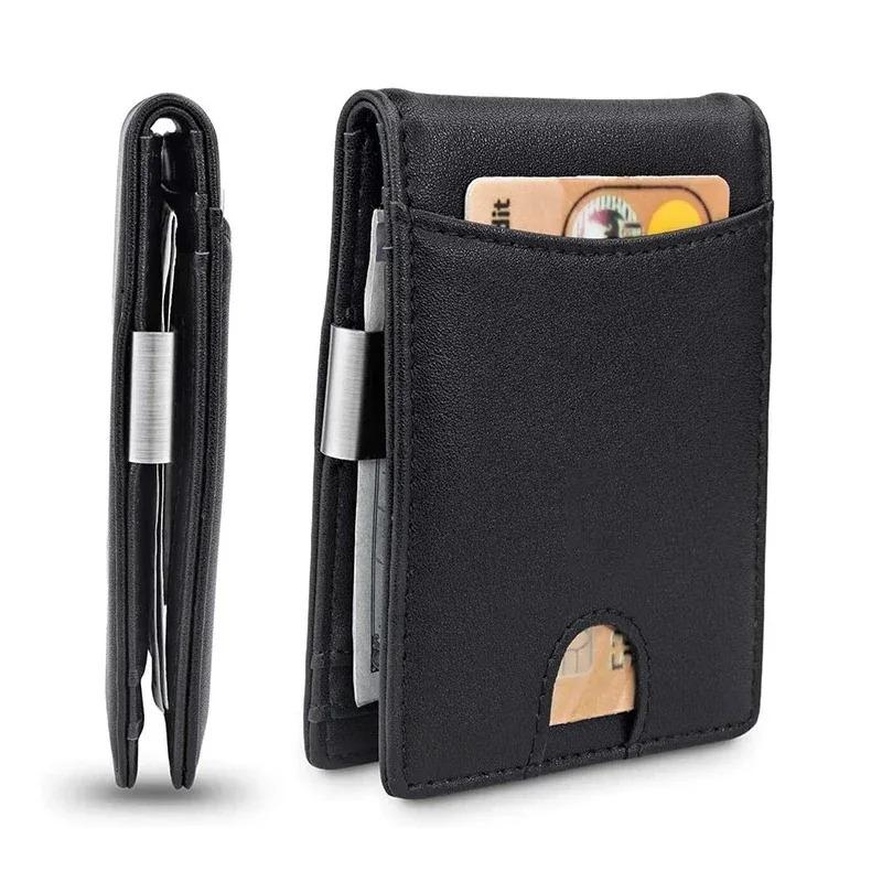 

Men s Wallet Credit Card Wallet RFID Protection Simple Ultra-thin PU Small Money Clip