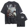 Washed Vintage Rock Band Korn Falling Away From Me Tshirt Skeleton Print T-shirts Men Fashion Gothic T Shirt Oversized Tees