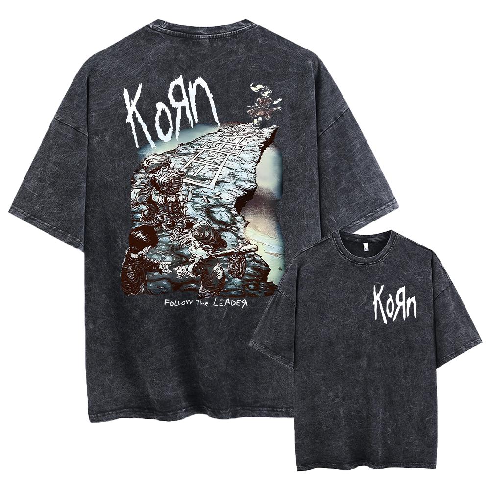 

Потерта Вінтажна Футболка Рок-гурту Korn Falling Away From Me з принтом скелета Чоловічі Готичні Футболки Чоловічі Оверсайз Футболки XL