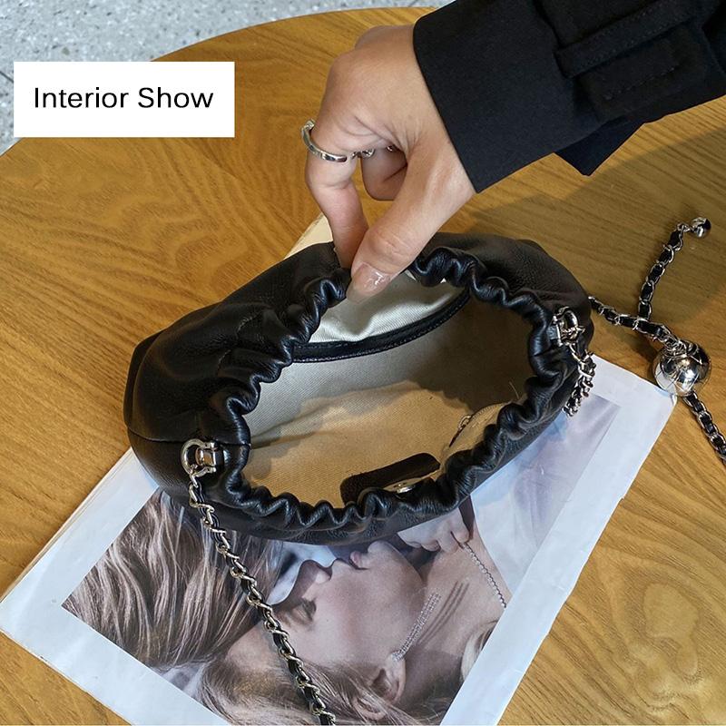 Настоящая телячья кожа маленькая сумка через плечо сумка плетеные цепочки женские сумки — фото 3