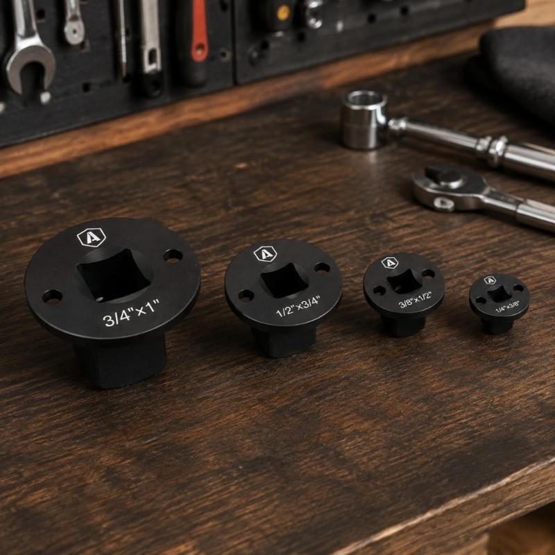 Low Impact Socket Adapter Set, 4 Piece Metal Square Size Change Kit with Detent Ball Locking for Vehicle Repair, Garage Service and Daily Maintenance