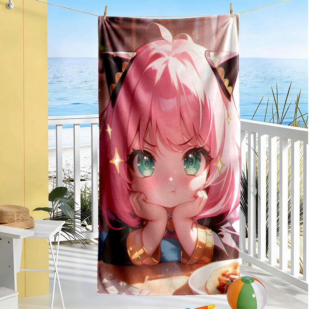 Anya Forger Beach Towel High Absorbency & Quick-Dry Comfortable Lightweight Suitable for Sports, Travel, Swimming, Yoga, Bathroom, Beach, And Pool