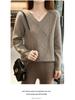Women's 100% Wool Argyle V-Neck Sweater - Slimming, Versatile Twist Pattern Knitwear for Autumn/Winter