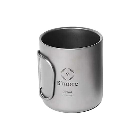 S more Titanium Mug Double Titanium Cup Titanium Cup Double Titanium Outdoor Camping Double Structure 350ml 450ml Titanium Tableware Double Wall