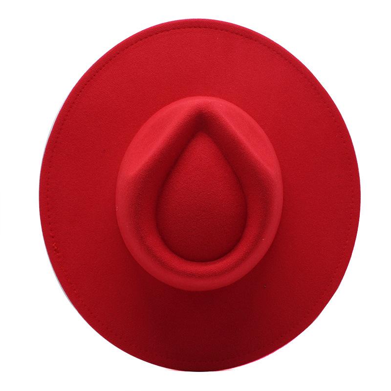 Wool Top Hat Casual Jazz Hat Tide Concave British Hat Ladies Big Edge White Felt Hat