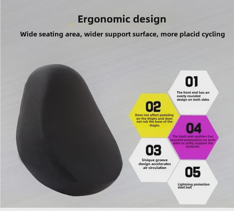 Scaun electric pentru bicicletă cu arc dublu cu pernă lată și accesorii pentru geantă