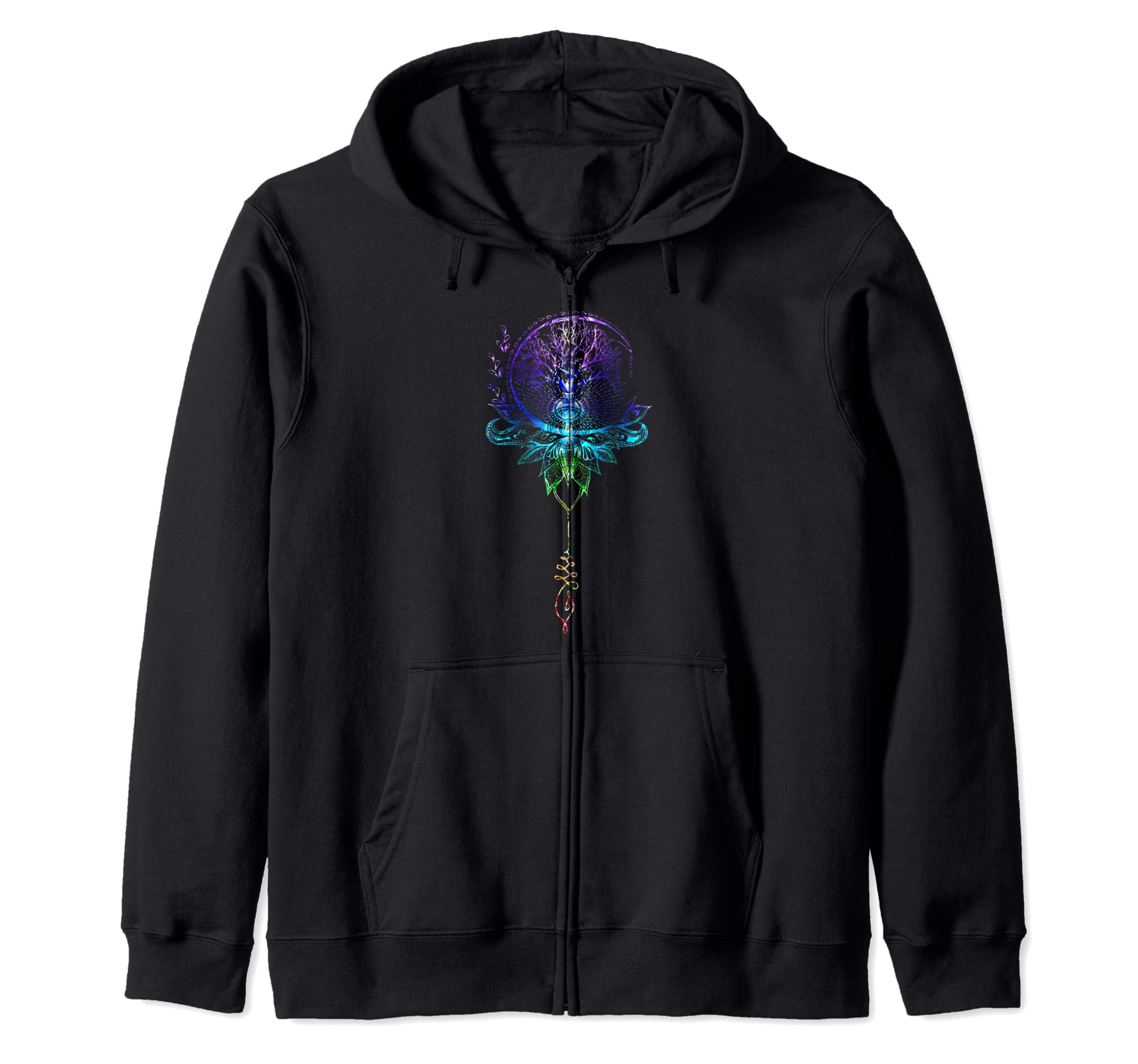 

Mandala Lotus Unalom Tree of Life Chakra Zip Hoodie