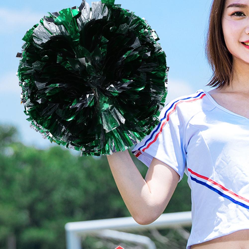 Cheer ering Pom Poms Pompoms for Dance Party School Sports Competition (Silver+Green)