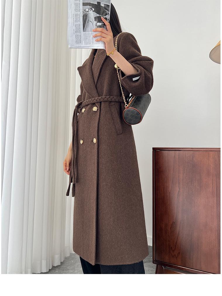 Dámský oboustranný kašmírový vlněný kabát - 2025 podzim/zima korejský módní styl.