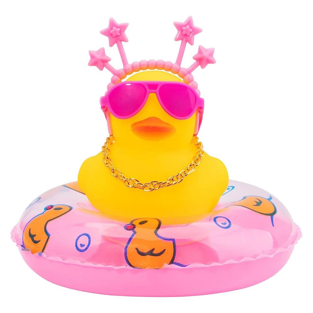 Cycling Accessories Bicycle Bell Duck Rubber Cute Duck Gold Chain Toy Cool Glasses Duck Car Dashboard Decor Motorcycle Riding