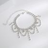 Exquisite Luxury Glittering Rhinestone Multi-layer Tassel Anklets for Women Beach Sexy Charm Ankle Chain Zircon Accessories