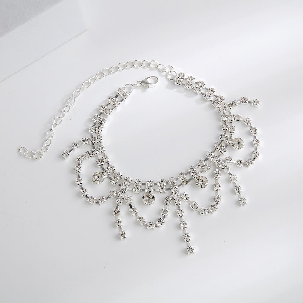 

Exquisite Luxury Glittering Rhinestone Multi-layer Tassel Anklets for Women Beach Sexy Charm Ankle Chain Zircon Accessories медный